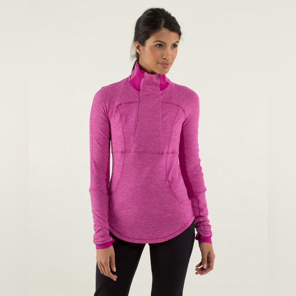 Lululemon Base Runner 1/2 Zip Mini Check Pique Raspberry women’s size 6